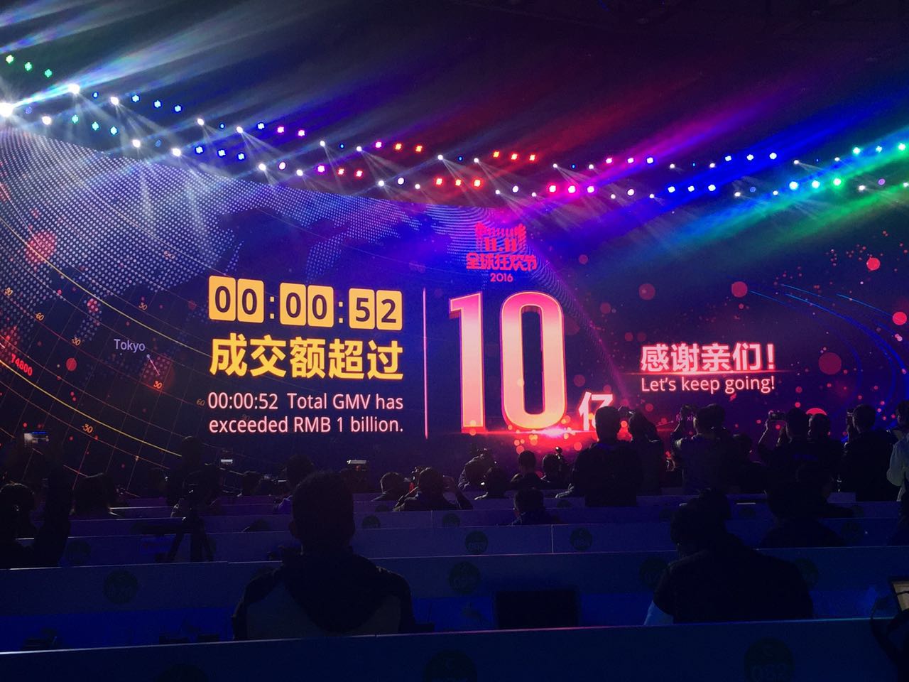 天猫双十一继续破记录，至凌晨两点半交易额超500亿元